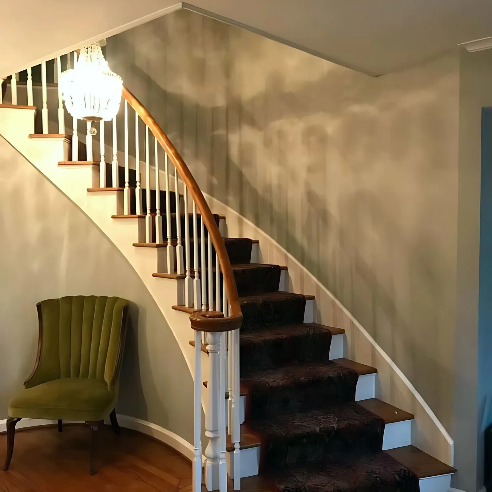 After: curved staircase foyer