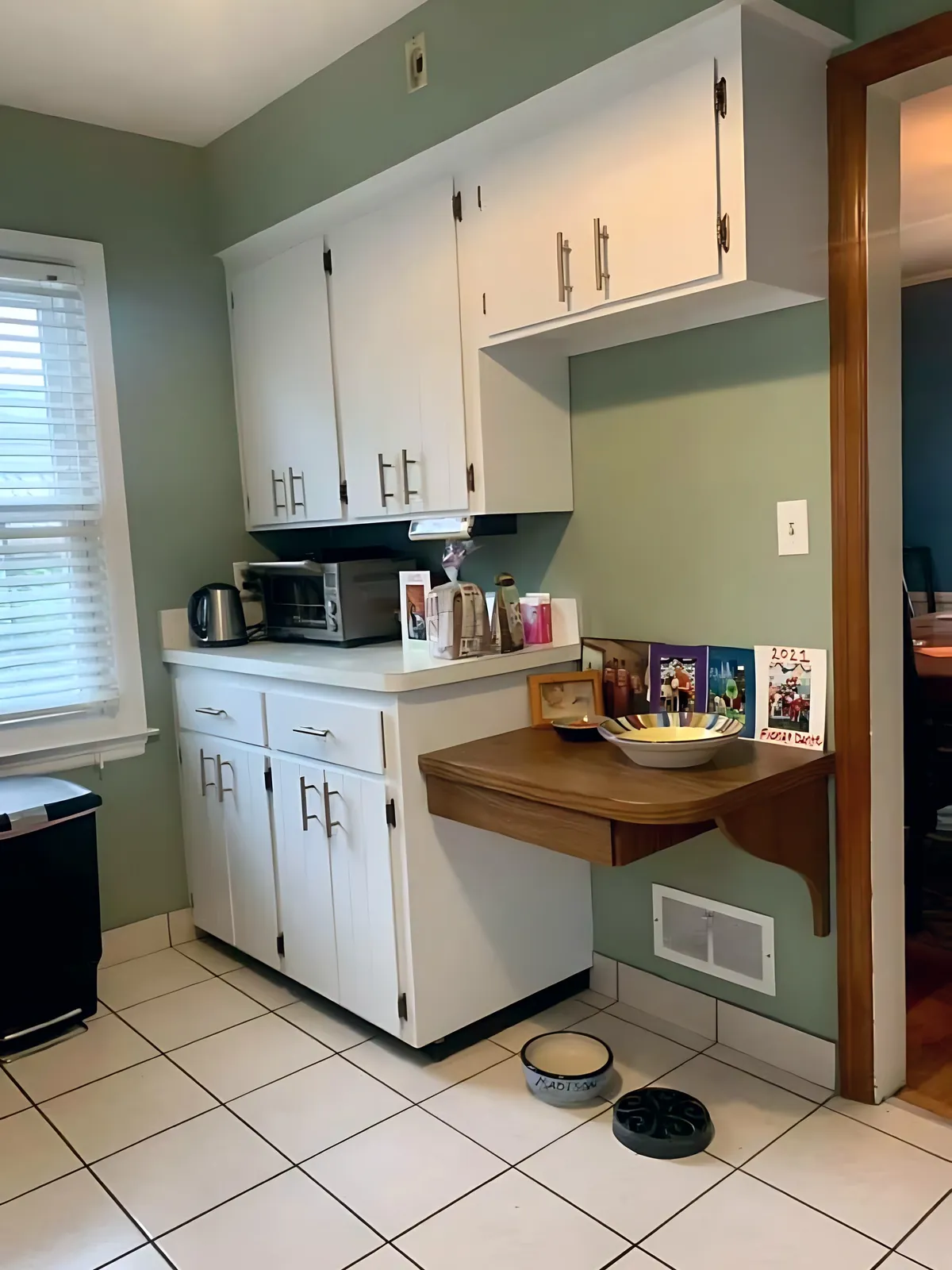 After: oak cabinets to white